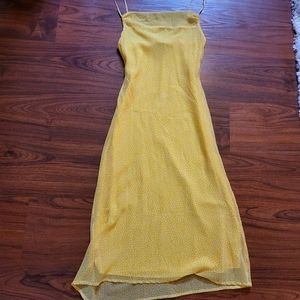 Urban Outfitters Yellow Polka Dot Slip Dress